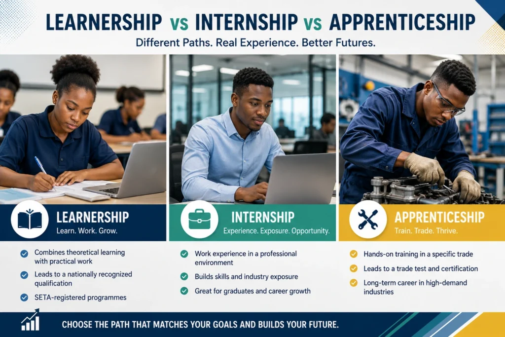 Learnership vs Internship vs Apprenticeship